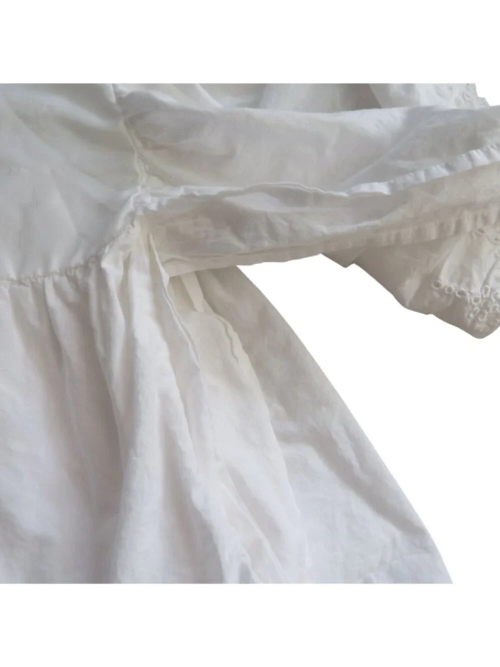 Vintage Queen White Cotton Eyelet Bed Skirt Embroidered Hem Ruffled 15